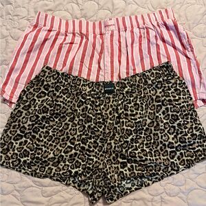 Animal Print and Striped Pajama Shorts Set